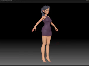 maille de base de fille de personnage stylis&eacute; zbrush - style amy girl 9 Modèle 3D