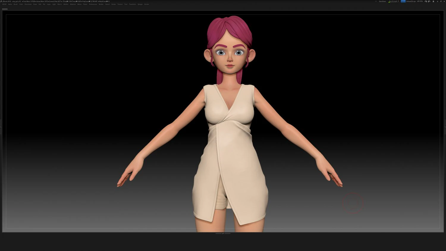 zbrush personagem estilizado malha base feminina - estilo amy girl 10 Modelo 3D .c4d .max .obj .3ds .fbx .stl .blend