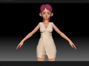 zbrush personagem estilizado malha base feminina - estilo amy girl 10 Modelo 3D