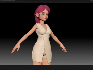 zbrush personagem estilizado malha base feminina - estilo amy girl 10 Modelo 3D