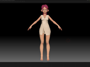 zbrush stylized character girl base mesh - amy girl style 10 Modelo 3D