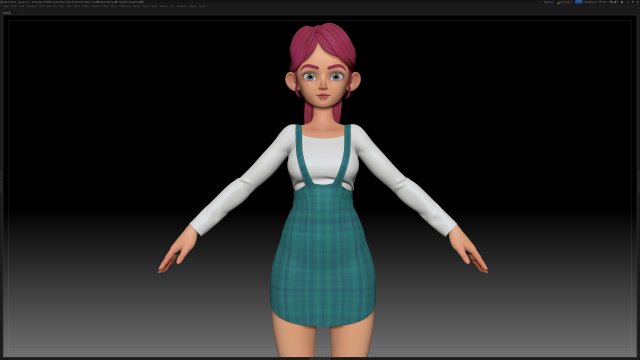 zbrush stylized character girl base mesh - amy girl style 11 Modelo 3D .c4d .max .obj .3ds .fbx .stl .blend 