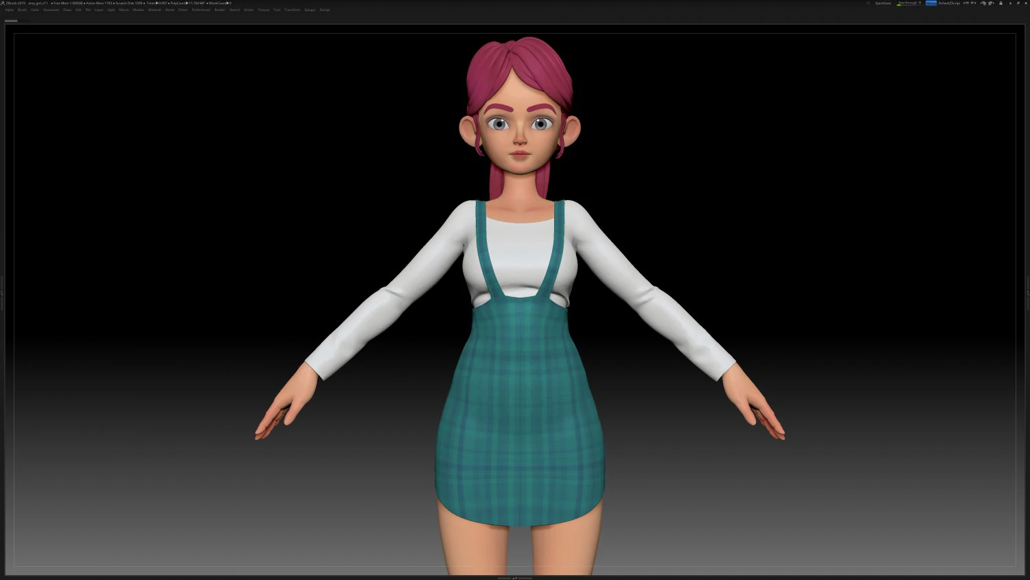 zbrush personagem estilizado malha base feminina - estilo amy girl 11 Modelo 3D .c4d .max .obj .3ds .fbx .stl .blend 