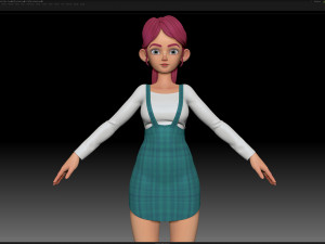 zbrush stylized character girl base mesh - amy girl style 11 Modèle 3D
