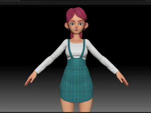 maille de base de fille de personnage stylis&eacute; zbrush - style amy girl 11 Modèle 3D