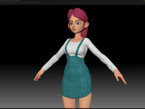 zbrush personagem estilizado malha base feminina - estilo amy girl 11 Modelo 3D