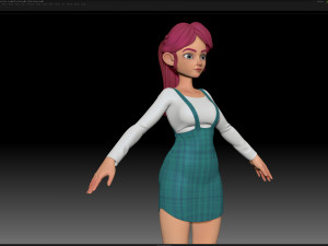 zbrush stylized character girl base mesh - amy girl style 11 Modelo 3D