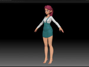 zbrush personagem estilizado malha base feminina - estilo amy girl 11 Modelo 3D
