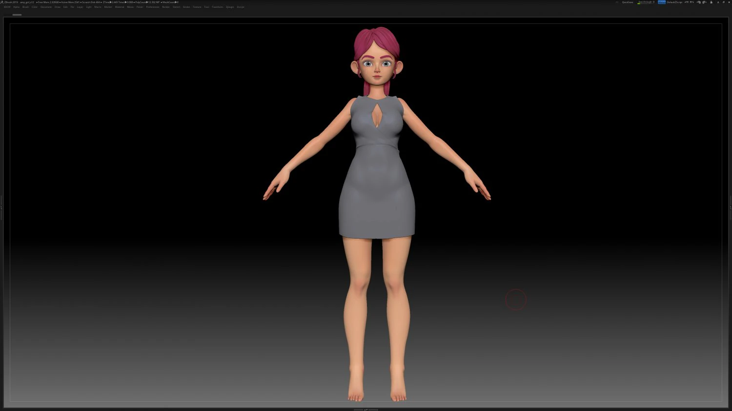zbrush stylized character girl base mesh - amy girl style 12 3D Model .c4d .max .obj .3ds .fbx .stl .blend 