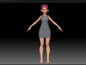 zbrush stylized character girl base mesh - amy girl style 12 Modèle 3D