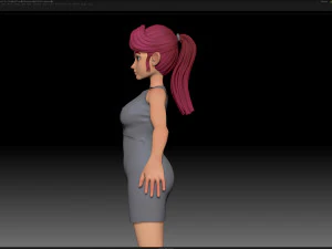 zbrush stylized character girl base mesh - amy girl style 12 3D Model