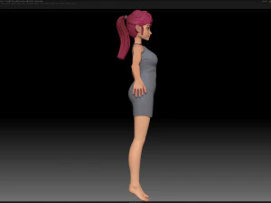 zbrush stylized character girl base mesh - amy girl style 12 3D Model