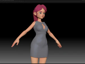 zbrush stylized character girl base mesh - amy girl style 12 3D Model