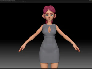 zbrush stylized character girl base mesh - amy girl style 12 3D Model