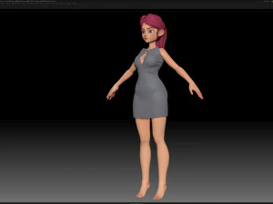 zbrush stylized character girl base mesh - amy girl style 12 3D Model