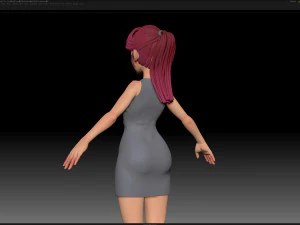 zbrush stylized character girl base mesh - amy girl style 12 3D Model