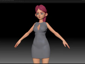 zbrush stylized character girl base mesh - amy girl style 12 3D Model