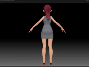 zbrush stylized character girl base mesh - amy girl style 12 3D Model