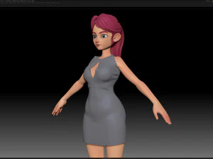 zbrush stylized character girl base mesh - amy girl style 12 3D Model