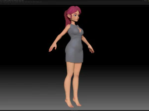 zbrush stylized character girl base mesh - amy girl style 12 3D Model