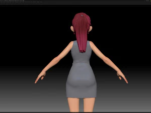 zbrush stylized character girl base mesh - amy girl style 12 3D Model