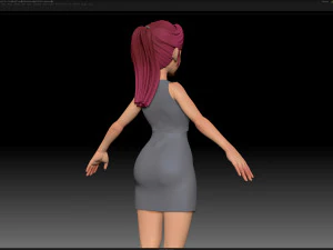 zbrush stylized character girl base mesh - amy girl style 12 3D Model