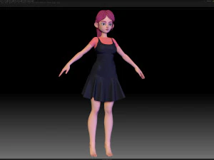 zbrush stylized character girl base mesh - amy girl style 14 3D Model