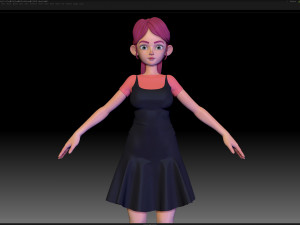zbrush stylized character girl base mesh - amy girl style 14 Modello 3D