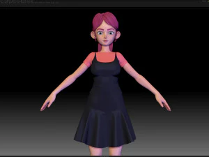 zbrush stylized character girl base mesh - amy girl style 14 3D Model