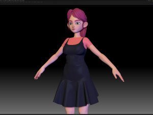 zbrush stylized character girl base mesh - amy girl style 14 Modello 3D