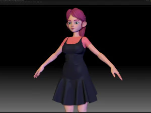 zbrush stylized character girl base mesh - amy girl style 14 3D Model