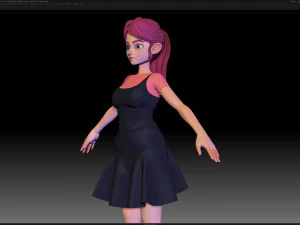 zbrush stylized character girl base mesh - amy girl style 14 3D Model