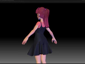 zbrush stylized character girl base mesh - amy girl style 14 3D Model