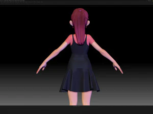 zbrush stylized character girl base mesh - amy girl style 14 3D Model