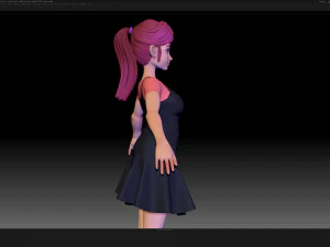 zbrush stylized character girl base mesh - amy girl style 14 3D Model