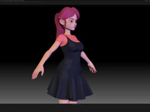 zbrush stylized character girl base mesh - amy girl style 14 3D Model