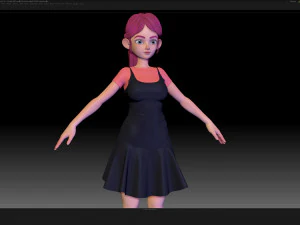 zbrush stylized character girl base mesh - amy girl style 14 3D Model