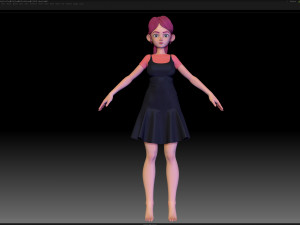 zbrush stylized character girl base mesh - amy girl style 14 Modèle 3D
