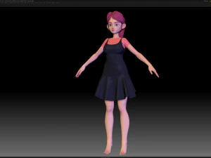 zbrush stylized character girl base mesh - amy girl style 14 3D Model