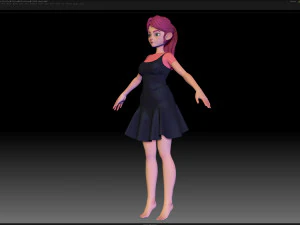 zbrush stylized character girl base mesh - amy girl style 14 3D Model