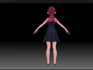 zbrush stylized character girl base mesh - amy girl style 14 3D Model