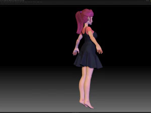 zbrush stylized character girl base mesh - amy girl style 14 3D Model