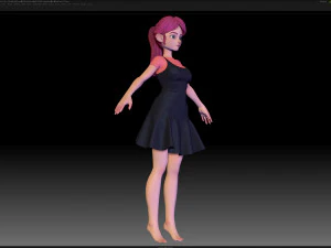 zbrush stylized character girl base mesh - amy girl style 14 3D Model