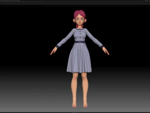 zbrush 스타일화된 캐릭터 소녀 베이스 메쉬 - 에이미 소녀 스타일 15 3D 모델