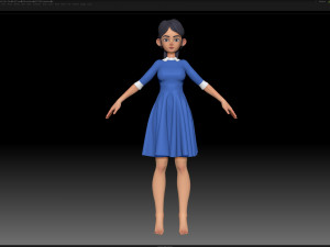 zbrush stylized character girl base mesh - amy girl style 16 Modèle 3D