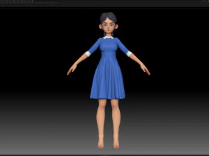 zbrush 风格化角色女孩基础网格 - 艾米女孩风格 16 3D 模型