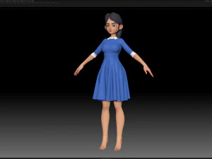 zbrush 风格化角色女孩基础网格 - 艾米女孩风格 16 3D 模型