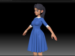 zbrush stylized character girl base mesh - amy girl style 16 3D-Modell