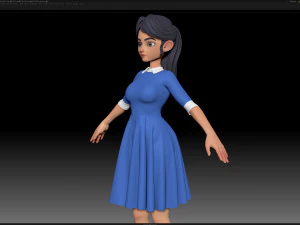 zbrush 风格化角色女孩基础网格 - 艾米女孩风格 16 3D 模型