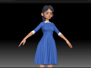 zbrush 风格化角色女孩基础网格 - 艾米女孩风格 16 3D 模型